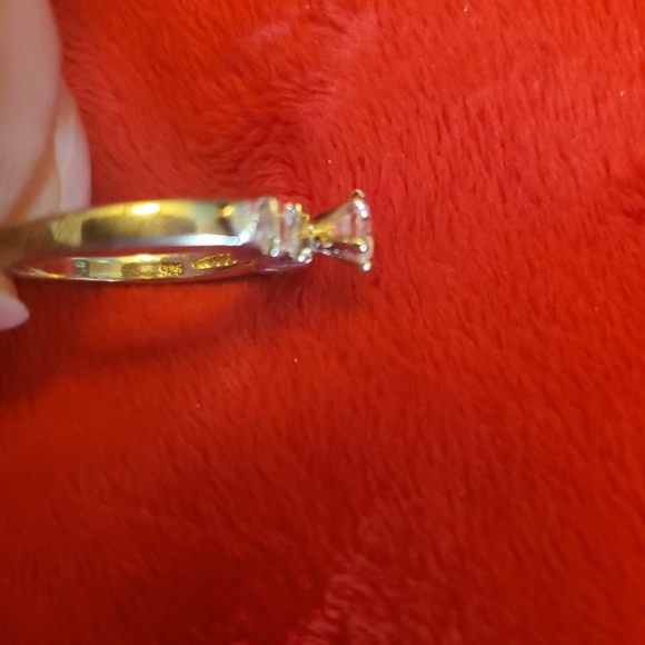 SZ 7   SPARKLING gorgeous Quartz & Rhinestone ring!  Sterling silver mark 925 - Picture 5 of 9